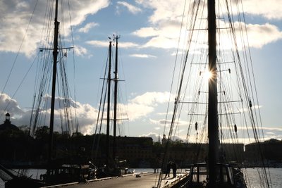 Segelschiff am Hafen von Stockholm