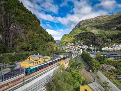 Bahnstrecke durch Norwegens Berge