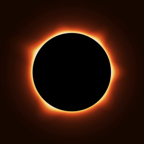 Totale Sonnenfinsternis, der Mond hat die Sonne vollständig verdeckt, die Atmosphäre leuchtet als ringförmige Korona
