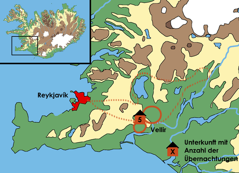 Karte - Winterreitferien in Süd-Island