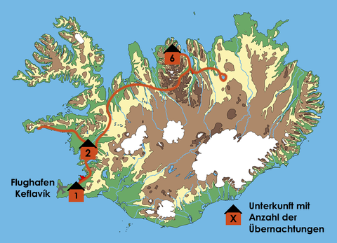 Karte -  Wintererlebnisse in Nord-Island