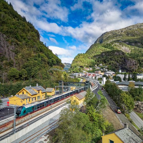 Bahnstrecke durch Norwegens Berge