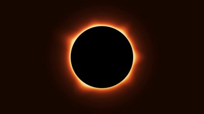 Abbildung einer totalen Sonnenfinsternis mit Feuerring
