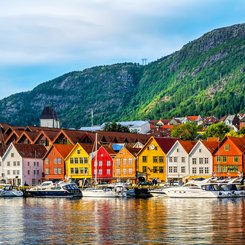 Häuserfront in Bergen in Norwegen
